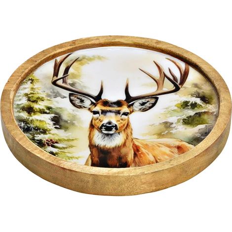 Plateau rond décoratif 20 cm Grand cerf (1/5)