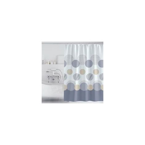 180x200CM Goutte Rideau de Douche en Tissu, Rideau de Douche à Gros Points Gris de Large avec Ourlet Lesté, Rideaux de Salle de Bain Lavable Anti-moisissure
