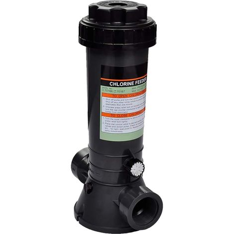 Doseur De Chlore - 1 Unité - Plastique Noir - Distribution Automatique - Pour Piscine Jusqu'à 95 M³ - Filetage 38,1 Mm (1/4)