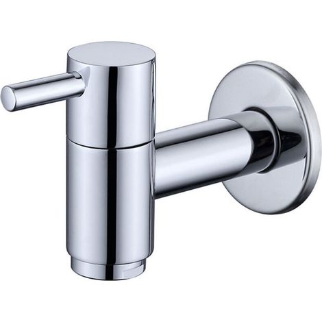 Robinet de lavabo mural en laiton pour salle de bain ou machine à laver - Robinet d\\\\'extérieur - Chromé (1/4)