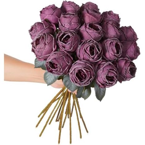 Lot de 10 roses artificielles rouges, 50 cm de haut, tige longue, en soie réaliste.-AquaForge (1/5)