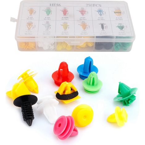 250 pièces clips garniture portière auto, attaches de fixation, rivets à poussoir, kit de remplacement, intérieur voiture, plastique noir, universel. (1/5)