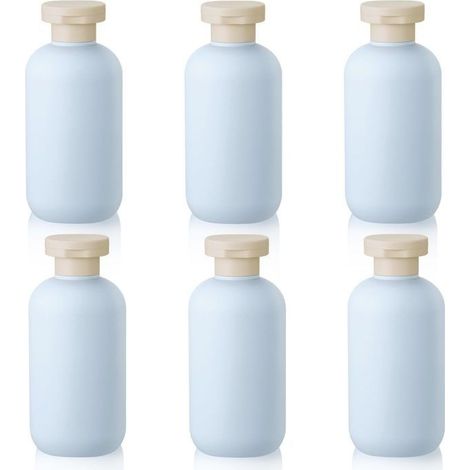 6 Pcs Flacons de Voyage Pour Shampoing, 200 ml Flacons Voyage Rechargeables Pour Articles, Flacons en Plastique Vides (Bleu Clair) (1/5)