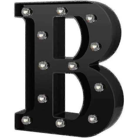 Lettres lumineuses LED décoratives noires de 26 lettres de l'alphabet, design innovant, pour mariages et fêtes - couleur : b (1/4)