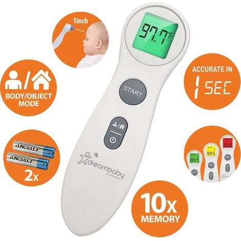 Termometro frontale digitale - DREAMBABY - Infrarossi senza contatto - Misurazione della temperatura della febbre - Per neonati e (1/5)