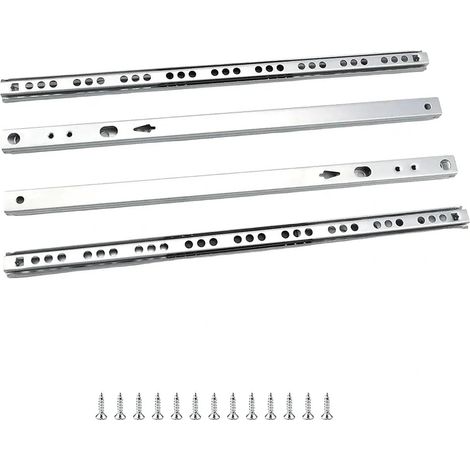 Schubladenschienen für Schubladen mit 310–490 mm Breite, 2 Paar à 4 Stück, verstärkte Stahlkugellagerschienen, 17 mm Breite (fest) – geeignet für Küchenschränke, Kleiderschränke und Büroschubladen, ei (1/5)