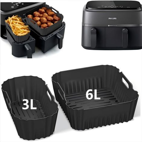 2 Pièces Moule Silicone Airfryer Philips 3000, Sans BPA, Antiadhésif, Lavable Lave-Vaisselle, Cuisson Simultanée (1/4)