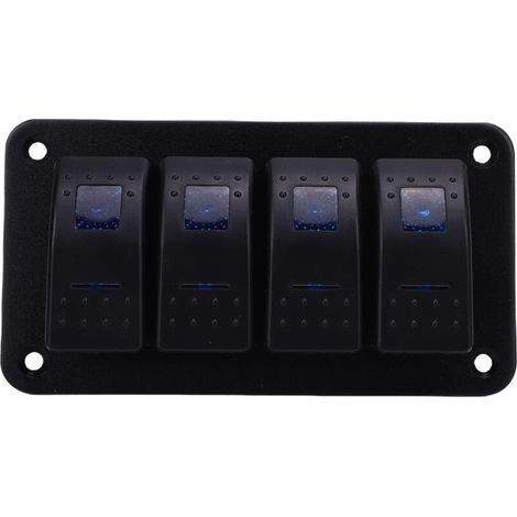 Interrupteur Basculant Aluminium 4 Positions Pre-câblé Marque Inconnue avec Rétro-éclairage Bleu pour Voiture, Bateau, Camping-car (1/4)