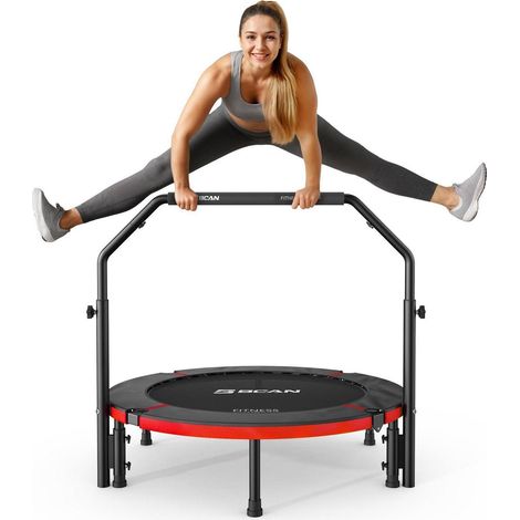 Fitness Trampolin 102cm mit Haltegriff, faltbar, 150kg Tragkraft, für Erwachsene & Kinder (1/5)