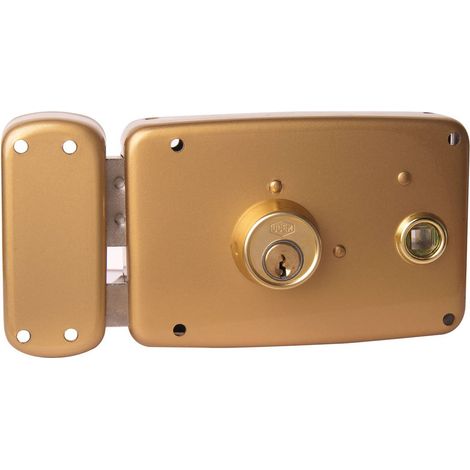 Serrure applique horizontale à fouillot 9mm – Tirant gauche – Pêne demi-tour à équerre – Entraxe 60mm – Coffre 140x95mm – Ucem (1/2)