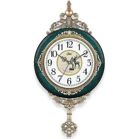 Horloge murale rétro de style européen, silencieuse, à pendule, élégante, cadeau familial, décoration artistique, luxe romain
