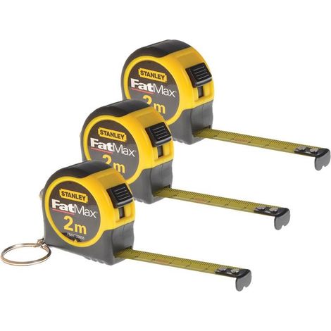 Stanley STA133856 3 x Key Ring Tape Measures 2m Metres Triple Pack 1-33-856