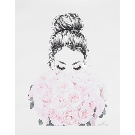 Cadre sans bord Toile Rose Motif Beauté Tableaux Décoratifs pour Salon Chambre Maison Décoration