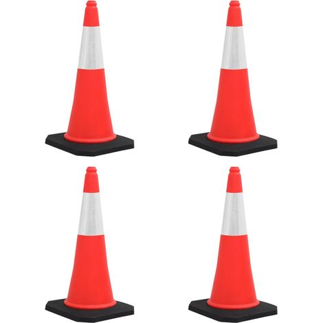 Cônes de signalisation réfléchissants à base lestée, lot de 4, 75 cm