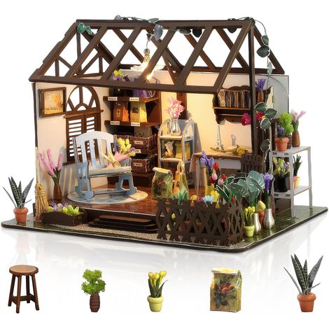 DIY Kit de Maison Miniature pour Adultes, Cottage Antique Avec Éclairage LED & Mini-Meubles, Kit Créatif Déco Intemporelle, Cadeau Original Pour Noël, Anniversaire & Fête des Mères (1/5)