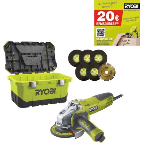 Meuleuse d'angle RYOBI - 1010W - 125mm - 1 coffret de rangement - RAG1010-125TA6 (1/5)