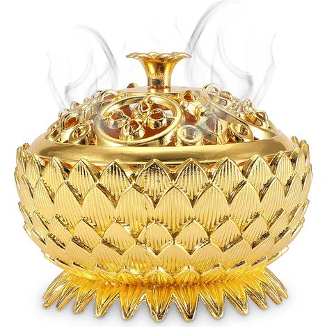 Encensoir lotus miniature en métal, brûle-cône pour petit bureau, décoration Feng Shui, accessoire apaisant pour méditation