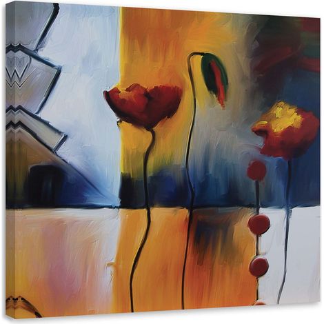 Tableau déco Coquelicots Rouge comme peint 60x60 (1/5)