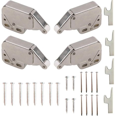 4 pcs Mini-latch Automatique Printemps Catch, Loqueteaux à Ressort, Serrure de Ressort Loquet Bloque Poignee Sécurité Domestique Supplémentaire Remplacement pour Maison Portes Placards Fenêtres (1/5)