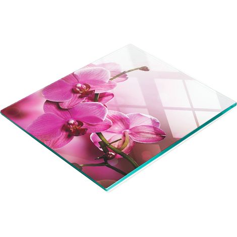 Tabla de servir de cristal para cocina con diseño de orquídeas, 60x52 cm. (1/5)
