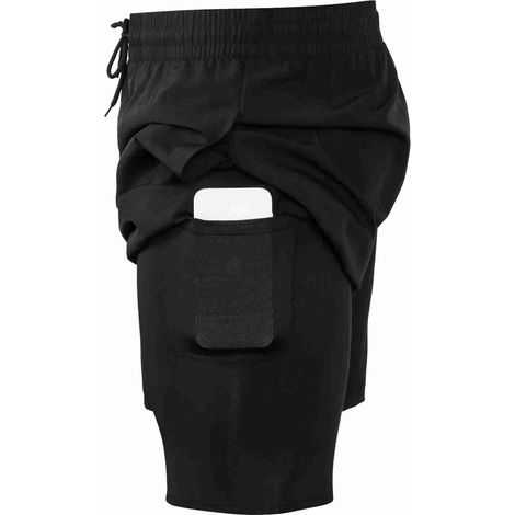 Short de running 2 en 1 pour homme, respirant, à séchage rapide, avec poche pour téléphone, idéal pour l'entraînement de basketball et la course à pied. (1/5)