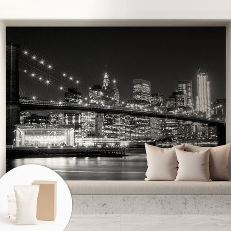 Papier peint intissé mural avec imprimé motifs uniques apparence moderne - Colle incluse gratuite Panorama nocturne 208x146 cm (1/5)