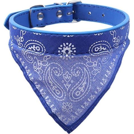 Serviette de salive triangle pour chien, bandana écharpe pour animaux de compagnie, bleu, taille M (1/5)