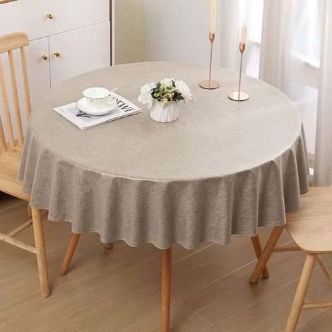 Tischdecke Leinenoptik Abwaschbar Lotuseffekt 140 cm (Rund) Leinen (1/5)