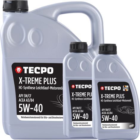 TECPO Motoröl 5W40 Öl X-TREME Plus Öl, 7 Liter 5W-40 Gebinde HC-Synthese für Diesel-und Benzinmotoren entspricht API SN/CF / ACEA A3/B4 / 502/505 / 226.3/226.5 / Longlife 01/98 (1/5)