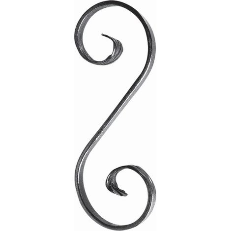 Deco Fer Forge – Volute en S fer forgé à souder – Hauteur 205mm – Largeur 72mm – Plat lisse 14x6mm – Décoration pour portails et clôtures (1/2)