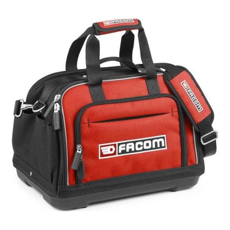 Facom – Sac à outils à fond rigide – Système d'ouverture portefeuille – Accès rapide compartiments – Pour chantiers humides et espaces confinés