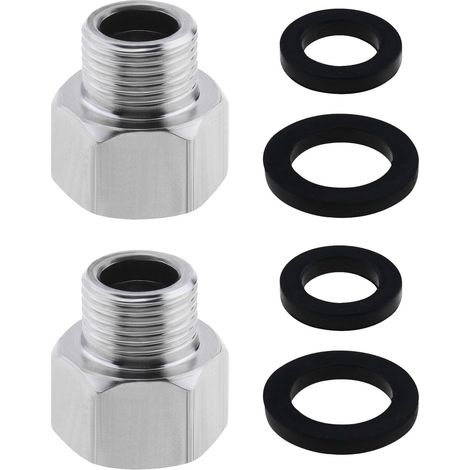 Lot de 2 réducteurs à double mamelon filetage interne de 1,9 cm vers filetage externe de 1,27 cm - Connecteur de raccord de tuyau avec bagues d'étanchéité en acier inoxydable (1/5)
