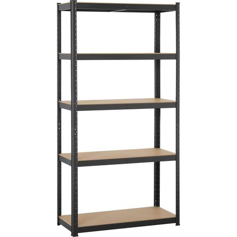 180x90x40cm Etagère de Rangement Metallique sans Boulon Étagère Atelier Garage Cuisine Metal 5 Niveaux Réglable Charge 175 kg par Niveau Embout Plastique de Pied Noir (1/5)