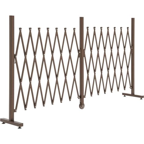 Treillis extensible autoportant pliable en aluminium, panneau occultant jardin 405×103,5 cm, couleur marron foncé