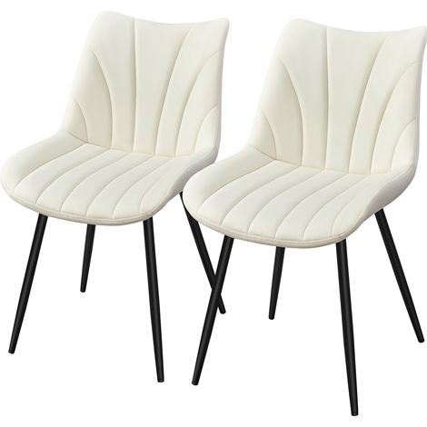 Yaheetech Set di 2 Sedie Sala da Pranzo in Velluto, Sedie Imbottite da Cucina con Schienale, Gambe in Metallo, Facile da Pulire, per Sala da Pranzo, Soggiorno, Cucina, Reception (Beige) (1/5)