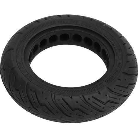 Pneu plein en caoutchouc anti-crevaison antidérapant pour trottinette électrique 10x2.50, motif alvéolé en D, remplacement facile. (1/5)