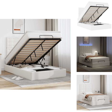 Cadre de lit ottoman avec matelas blanc 120x200 cm similicuir - Cadre De Lit Ottoman - Cadres De Lit Ottoman - Cadre De Lit - Cadre De Lit Avec Rangement (1/5)
