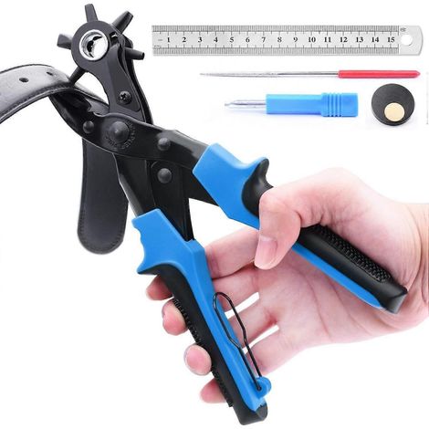 Pince à perforer le cuir, perforatrice de ceinture, 2 mm - 4,5 mm pour chaussures, cartes, loisirs créatifs, toile, sacs, plastiques souples - Kit d'outils complet (1/5)
