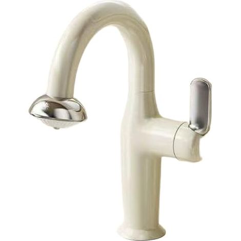 Robinet lavabo extractible, 60 cm, cuivre, blanc, pour vasque (1/5)