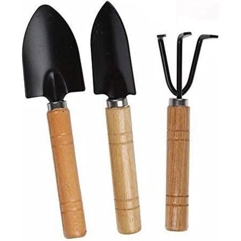 Ensemble d'outils de jardin 3 pièces, râteau à bêche et manche de pelle pour plantes en pot, outils de sécurité pour enfants de jardin intérieur et extérieur-Ensoleillé