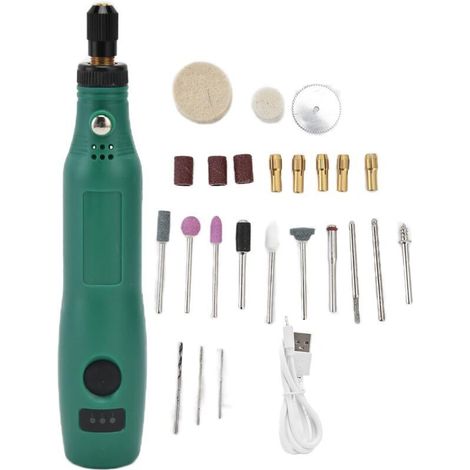 Mini trapano multifunzione utensile rotante 3 velocità 5000-15000 giri/min Trapano elettrico senza fili LED ricaricabile USB per fai da te, lucidatura, taglio A-Crezuo