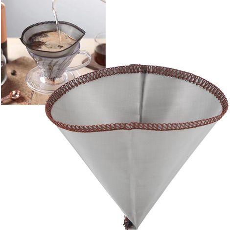 Filtre à café fin en acier inoxydable 304 pour infusion manuelle, filtre conique sans papier, filtre à café réutilisable, petite taille (1 à 2 portions) (1/5)