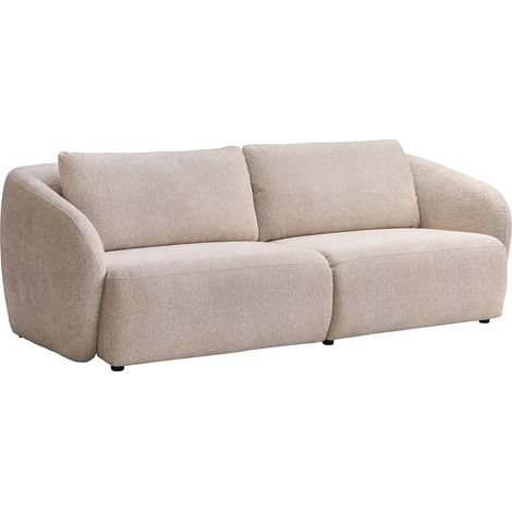Divano 3 posti in tessuto ciniglia beige - LIRUNO (1/4)