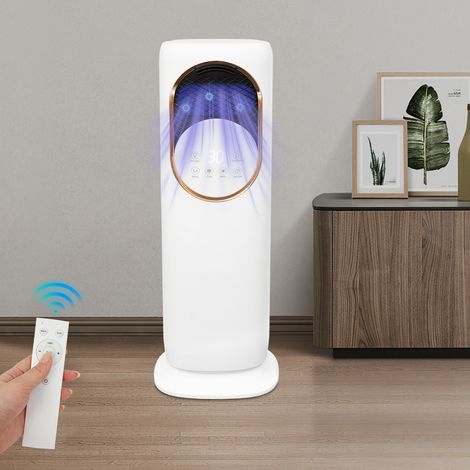 Rafraîchisseur d'Air avec Réservoir d'Eau, Refroidisseur Évaporatif, 5 Vitesses de Ventilation, Réservoir 4L, Oscillation 90°, Minuterie 8H, Télécommande, Silencieux pour la Maison (1/5)
