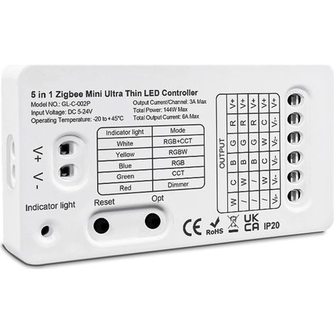 Mini ZigBee Controller 12V 24V 5 In 1 Per Striscia Led Da Mono Colore Fino a 5 Canali Con Philips HUE 3.0 e Amazon Alexa Echo (4ª generazione) o Echo Studio (1/3)