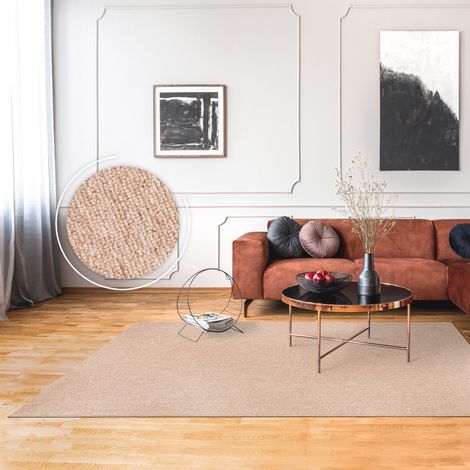 Paco Home Teppich Wohnzimmer Schlafzimmer Kurzflor Waschbar Melierte Optik Einfarbig Weich Beige, 120x160 cm