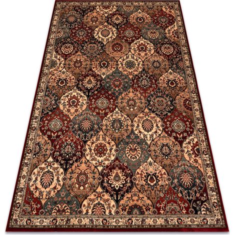 Wollteppich KASHQAI 4373 300 orientalisch, Gitter beige / rotwein  beige 200x300 cm