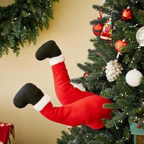 Plüsch-Weihnachtsmannbeine (38 cm) – Hängende Weihnachtsdekoration, festlicher Baumschmuck für den Weihnachtsbaum