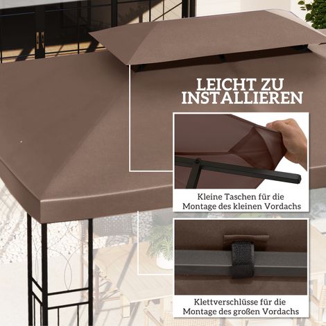 Abri de jardin 3x4 mètres toile polyester marron pour tonnelle (1/5)
