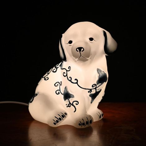 Lampe Chien Éclairage en Résine Bleu et Blanc pour Chiens Chats (1/5)